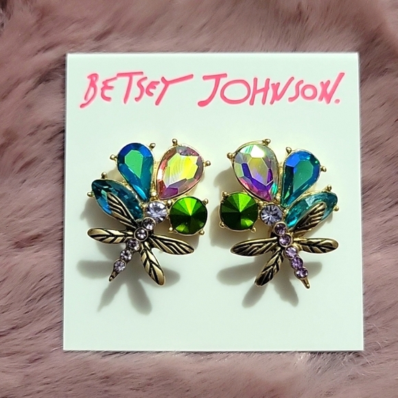 Betsey Johnson Jewelry - Betsey Johnson Crystal and Dragonfly Earrings